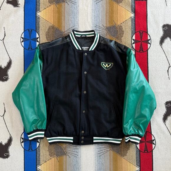 Vintage 90s Wayne State Warriors Steve & Barry’s Bomber Varsity Jacket Medium - Picture 2 of 11